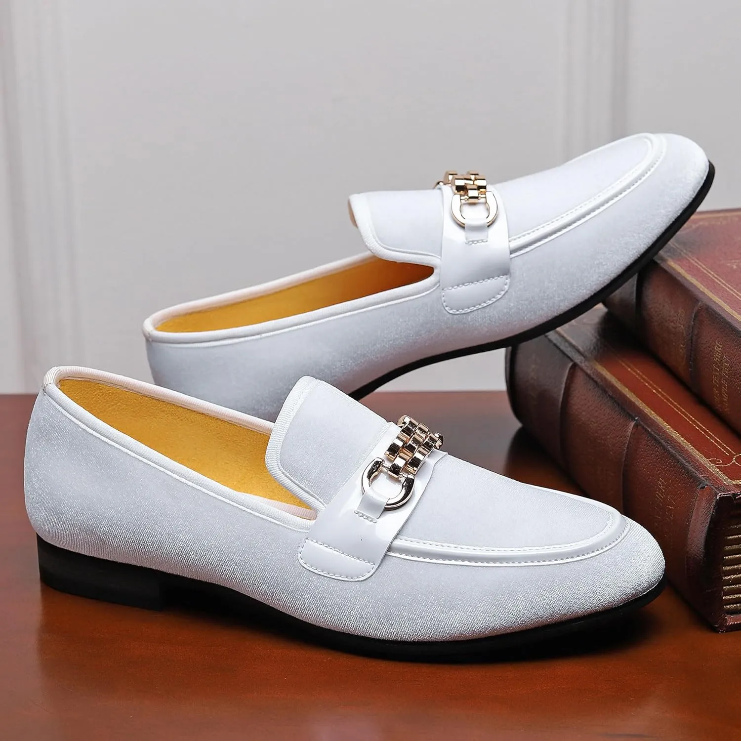 Men's Fashion Formal Velvet Loafers and Wedding Dress Shoes for Men, Penny Slip-On Smoking Luxury Men Casual Shoes