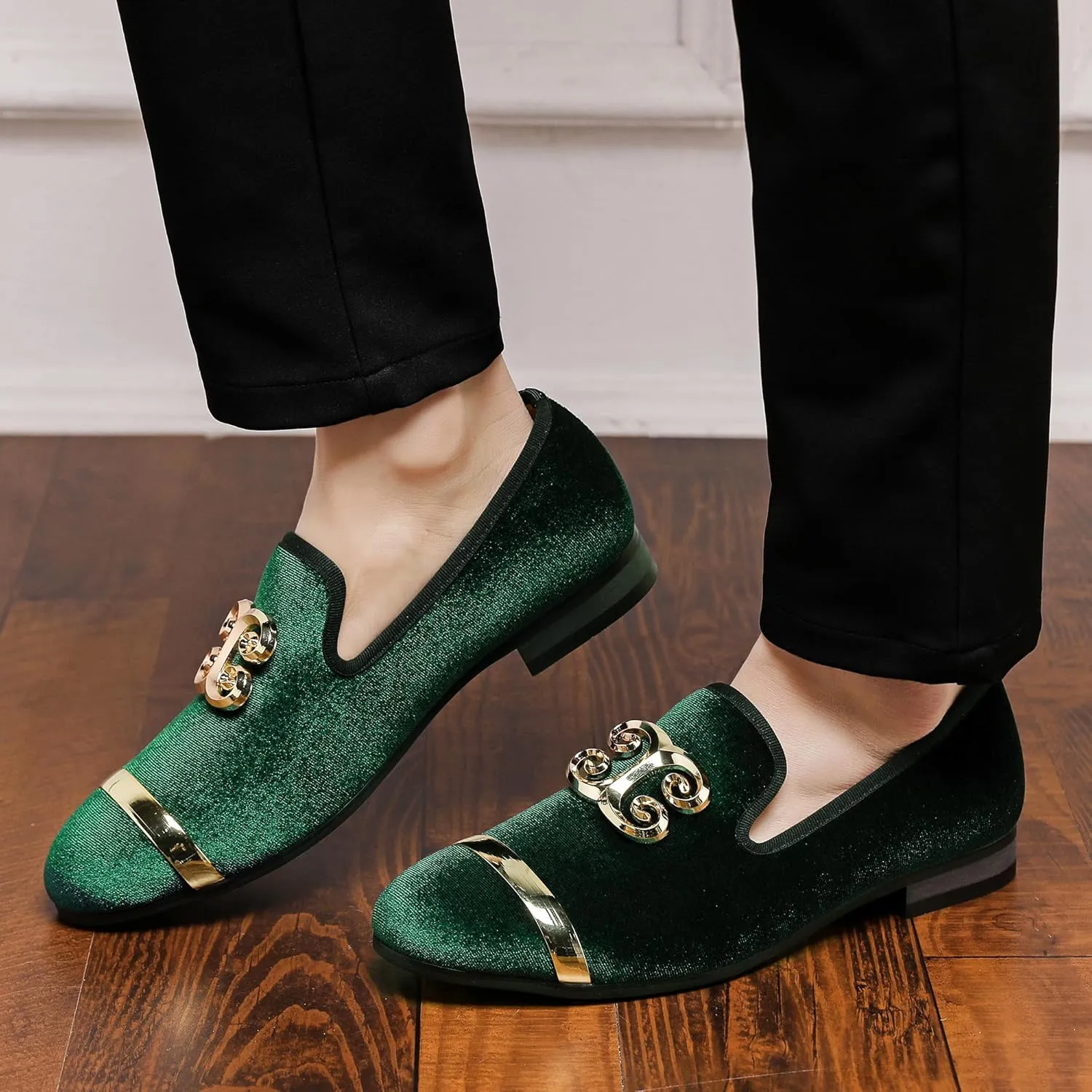 Men's Fashion Formal Velvet Loafers and Wedding Dress Shoes for Men, Penny Slip-On Smoking Luxury Men Casual Shoes