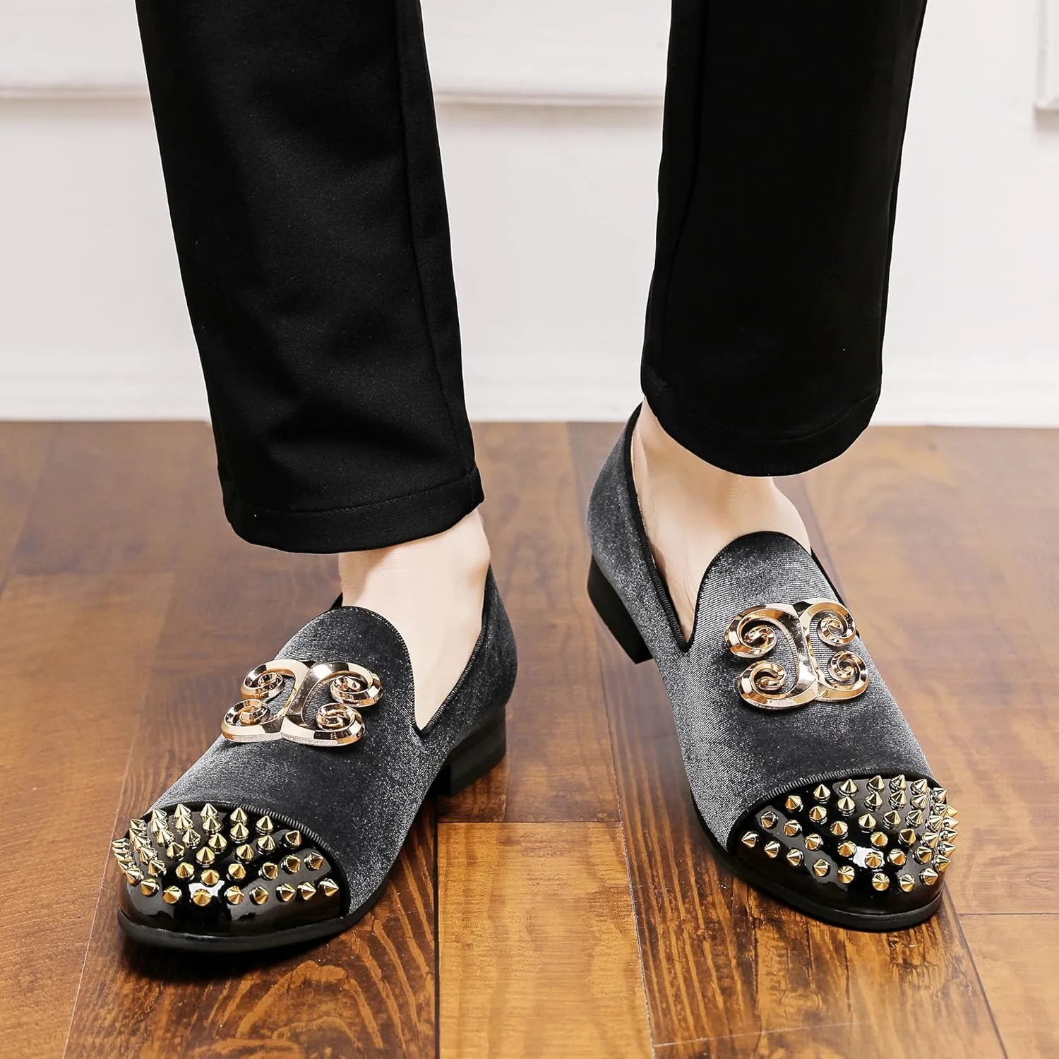 Men's Fashion Formal Velvet Loafers and Wedding Dress Shoes for Men, Penny Slip-On Smoking Luxury Men Casual Shoes