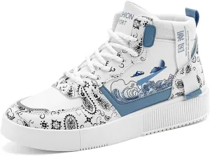 Men's Fashion High Top Chinese Style Skate Sneakers Stylish Comfortable Skateboarding Road Running Walking Shoes