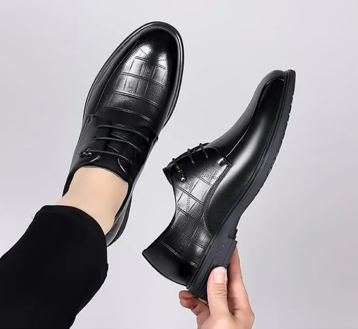 Men's Genuine Leather Oxford Shoes Men Classic Pointed Toe Dress Shoes Comfortable Lace-Up Derby Shoes for Men(8.5)