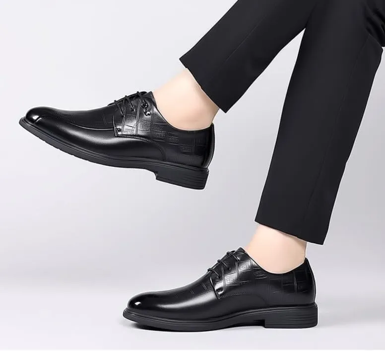 Men's Genuine Leather Oxford Shoes Men Classic Pointed Toe Dress Shoes Comfortable Lace-Up Derby Shoes for Men(8.5)