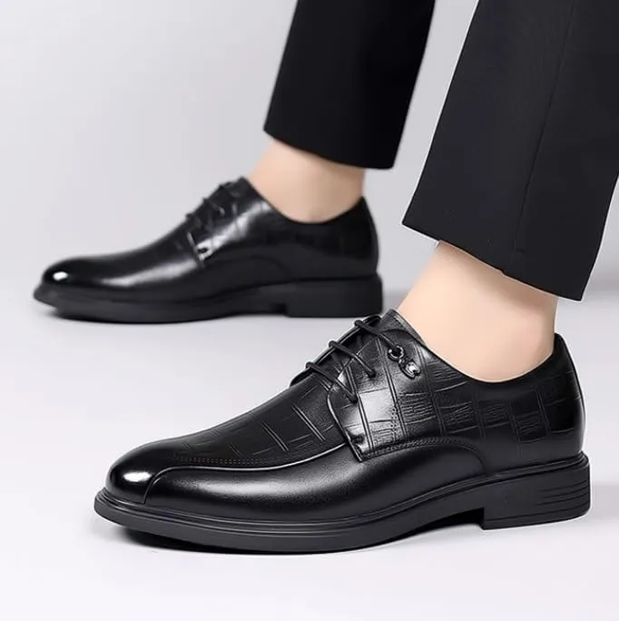 Men's Genuine Leather Oxford Shoes Men Classic Pointed Toe Dress Shoes Comfortable Lace-Up Derby Shoes for Men(8.5)