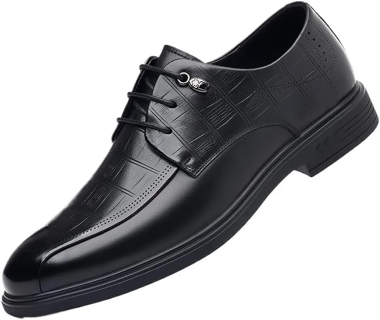 Men's Genuine Leather Oxford Shoes Men Classic Pointed Toe Dress Shoes Comfortable Lace-Up Derby Shoes for Men(8.5)