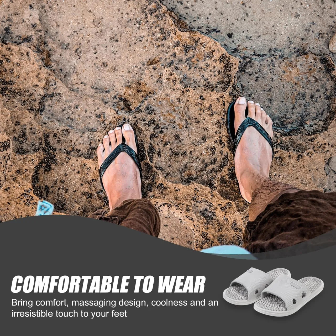 Mens House Slippers Home Slippers Foot Massage Slippers Summer Home Non- Elastic Unisex Sandals for Shower Indoor (Light Grey, 40-41) Summer Sandals Home Slippers