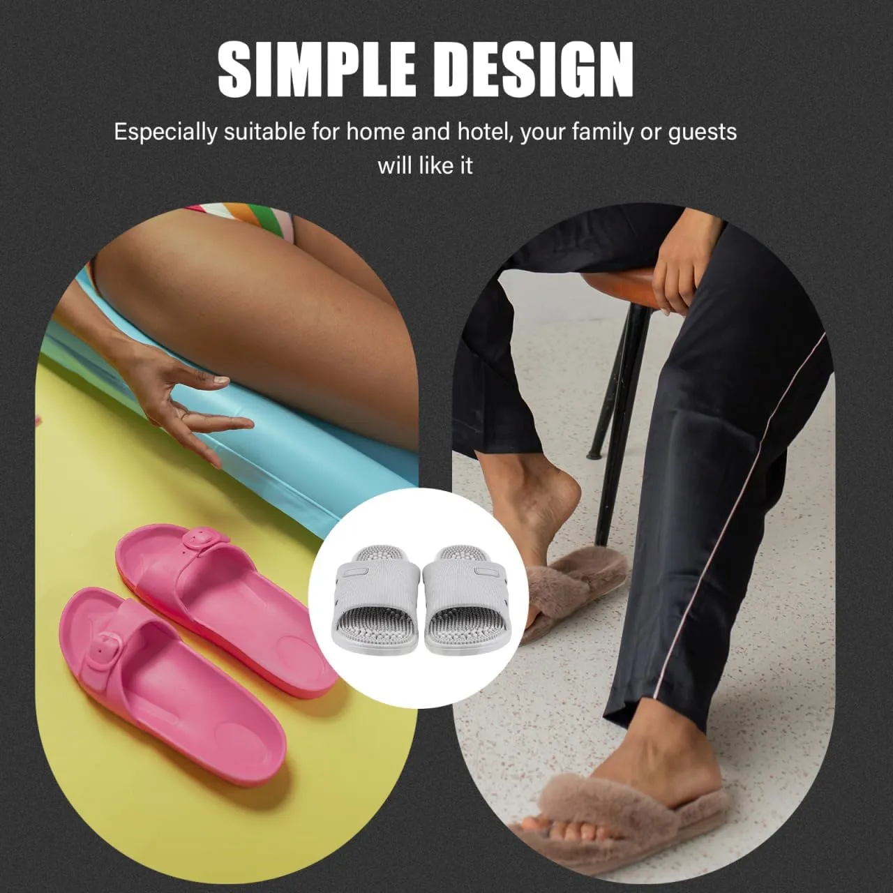 Mens House Slippers Home Slippers Foot Massage Slippers Summer Home Non- Elastic Unisex Sandals for Shower Indoor (Light Grey, 40-41) Summer Sandals Home Slippers