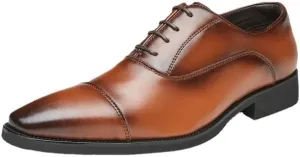 Men's Japanese Stitching Design Inner Height Increase Business Formal Soft Sole Oxford Shoes Waxed Lace Casual Comfortable