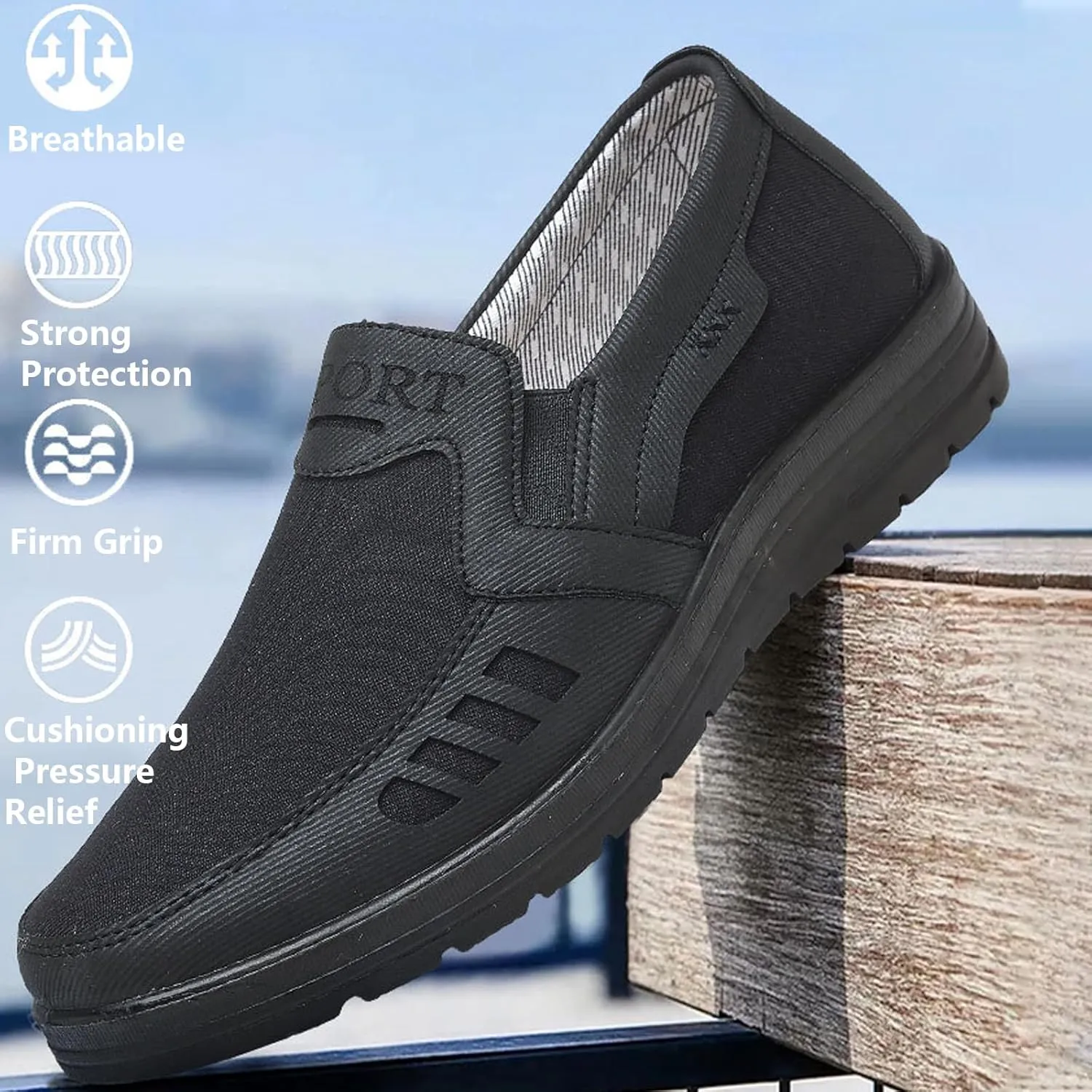 Men's Mesh Sneakers, Casual Classic Business Slip On Dress Sneakers Fashion Sneakers Penny Loafers, Lightweight and Breathable Men's Canvas Shoes