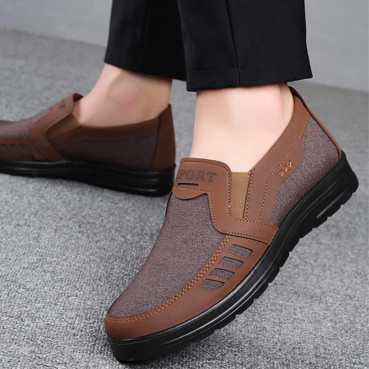 Men's Mesh Sneakers, Casual Classic Business Slip On Dress Sneakers Fashion Sneakers Penny Loafers, Lightweight and Breathable Men's Canvas Shoes