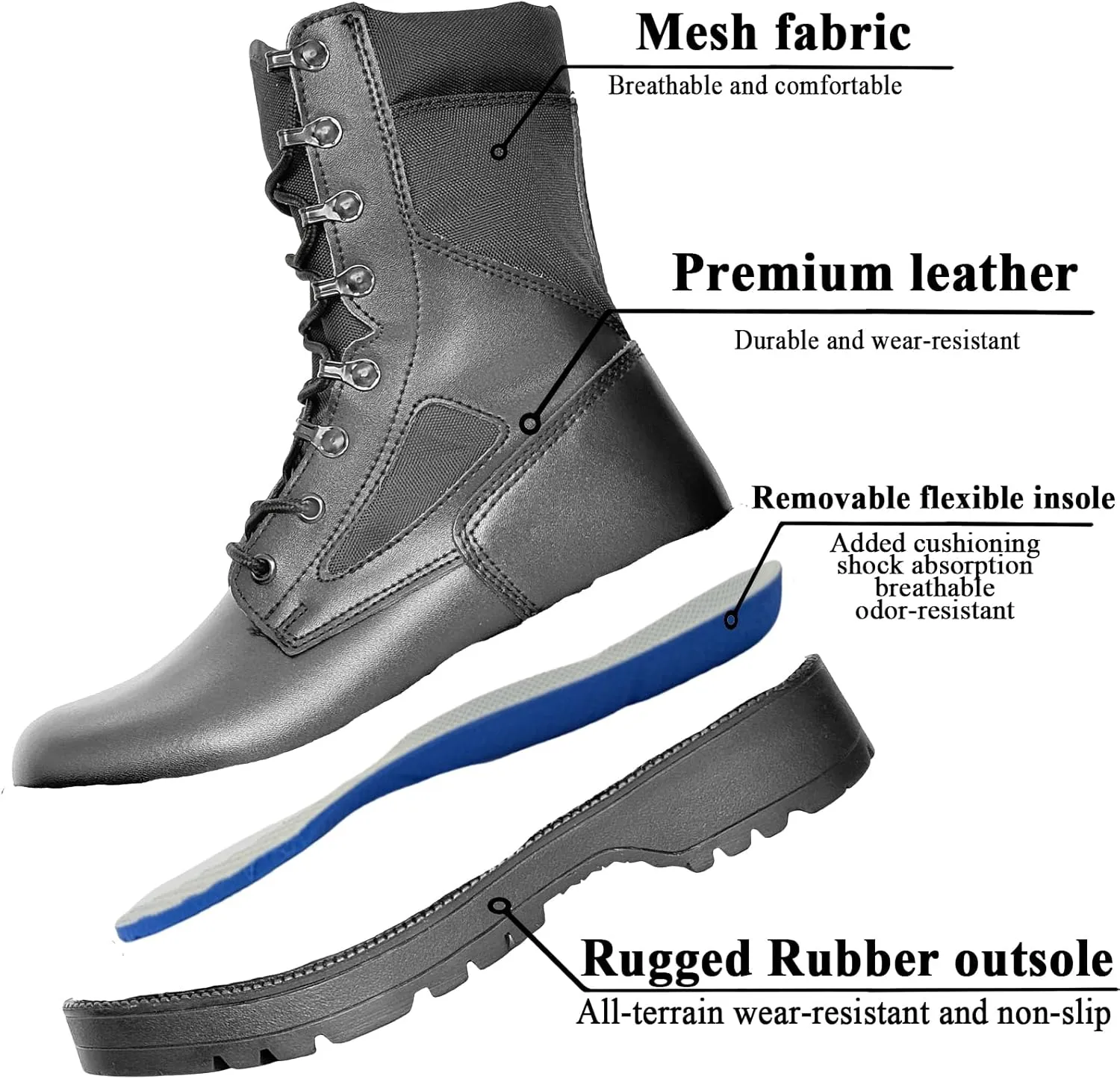 Mens Military Tactical Boots Man Lace Up Hiking Work Army Boots Outdoor Men Combat Shoes