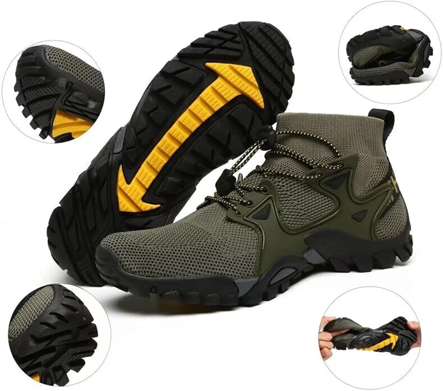 Men's Outdoor Fashion Hiking Shoes Breathable Loafers Comfortable Round Toe Casual Slip On Walking Shoes for Men