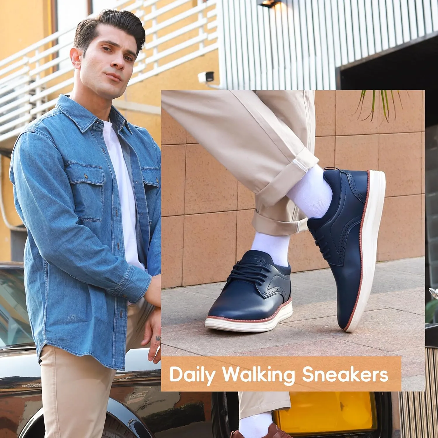 Mens Oxfords Shoes, Slip On Classic Fashion Casual Dress Business Shoes Lightweight Comfortable Walking Running Sneakers for Men