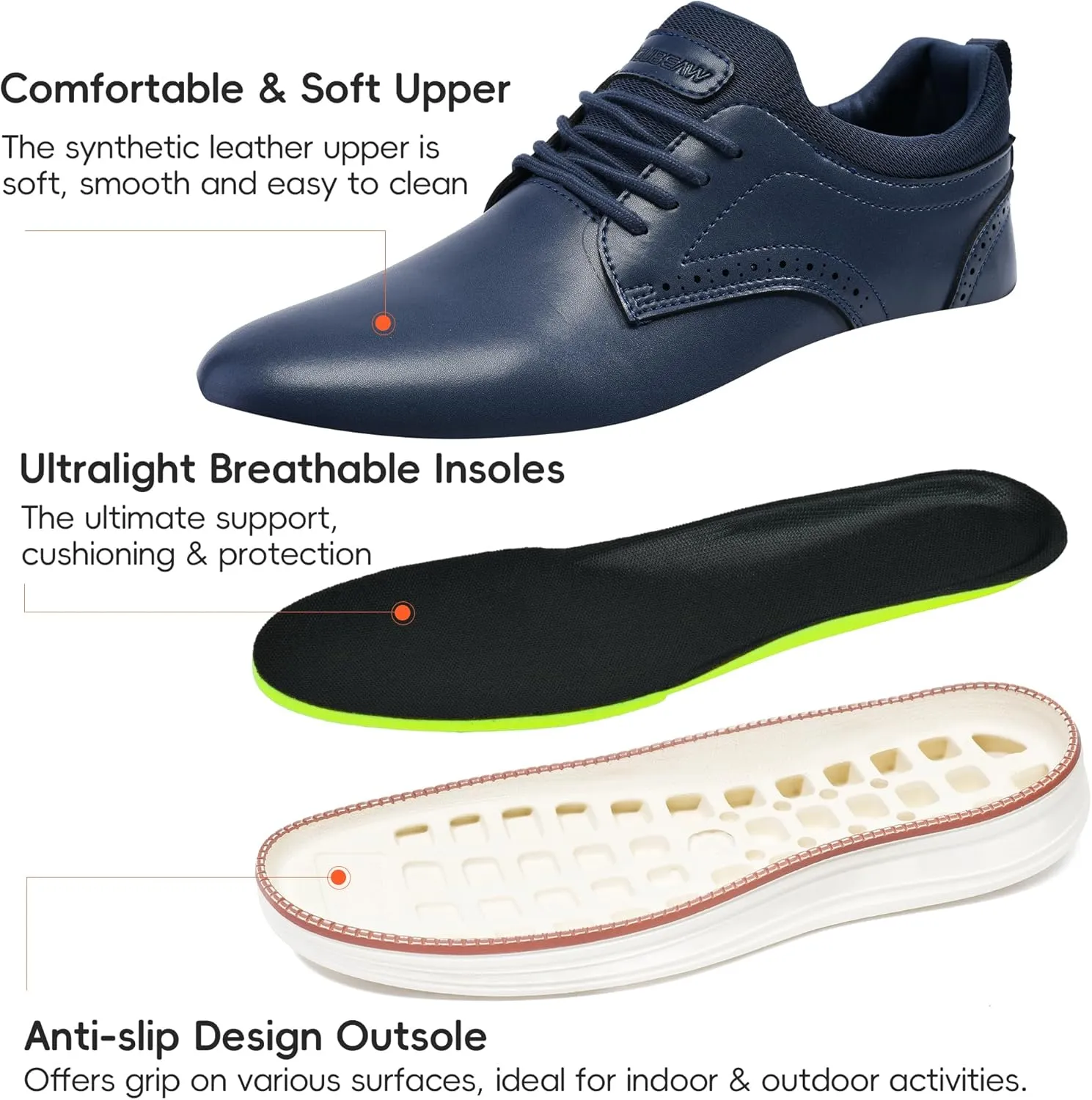 Mens Oxfords Shoes, Slip On Classic Fashion Casual Dress Business Shoes Lightweight Comfortable Walking Running Sneakers for Men