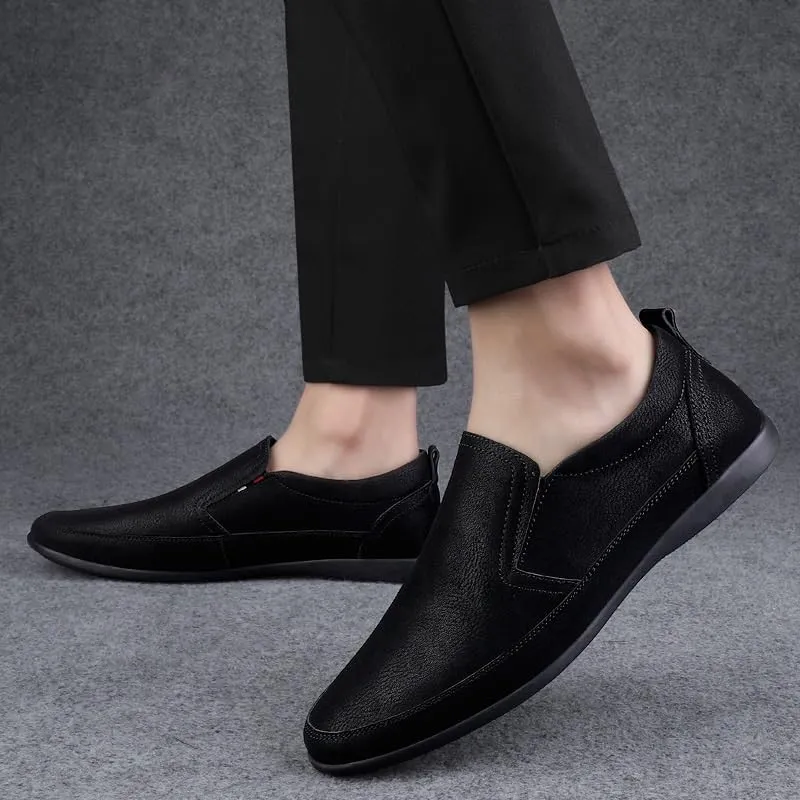 Mens Prom Shoes Pu Leather Moccasins Shoe Working Round Toe Solid Color Low Top Wedding Slip On