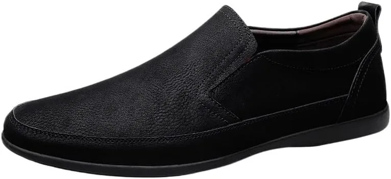 Mens Prom Shoes Pu Leather Moccasins Shoe Working Round Toe Solid Color Low Top Wedding Slip On