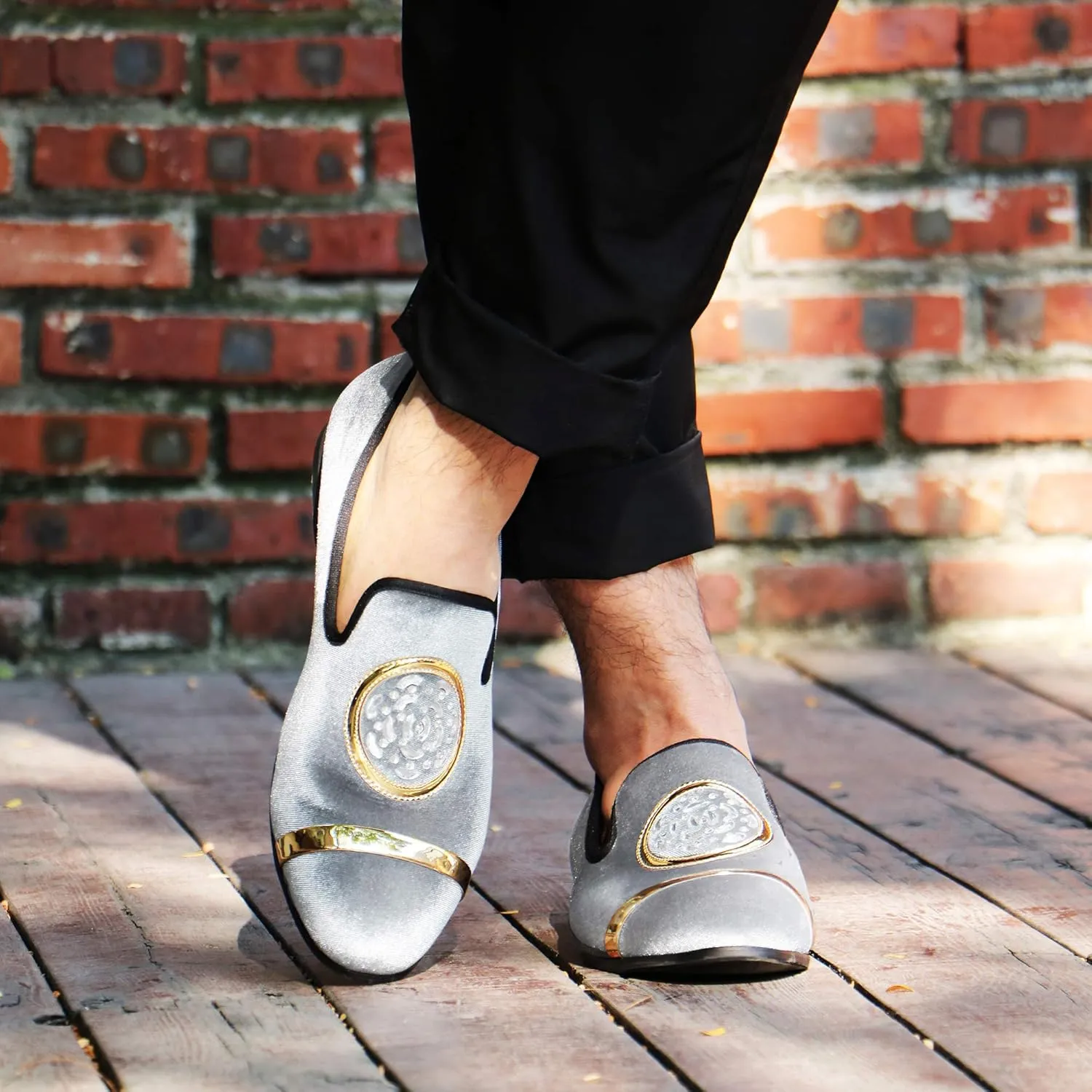 Mens Rhinestone Loafers Velvet Tuxedo Dress Shoes with Gold Plate Smoking Slippers Slip-On Penny Party Wedding Casual Shoes