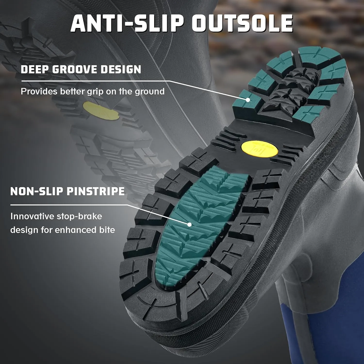 Men's Rubber Boots with Steel Shank, Warm Waterproof Insulated Reliable Outdoor Rain Boots, 5mm Neoprene Anti-slip All Season Dry Work Hunting Mud Boots, High Traction, Size 6-14