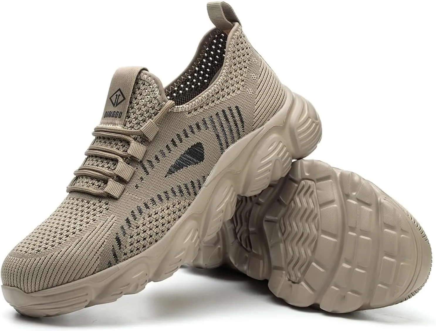 Mens Safety Shoes, Breathable Summer Woven Safety Shoes, Anti Smashing and Anti Piercing Steel Toe Work Shoes, Protective Outdoor Adventure Sneakers,40,Brass
