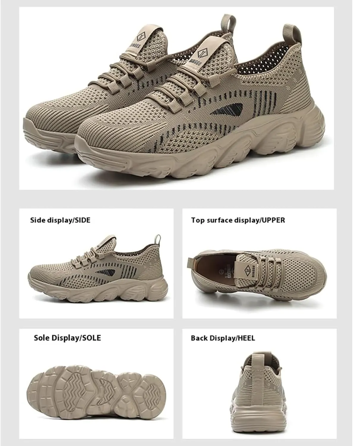 Mens Safety Shoes, Breathable Summer Woven Safety Shoes, Anti Smashing and Anti Piercing Steel Toe Work Shoes, Protective Outdoor Adventure Sneakers,40,Brass