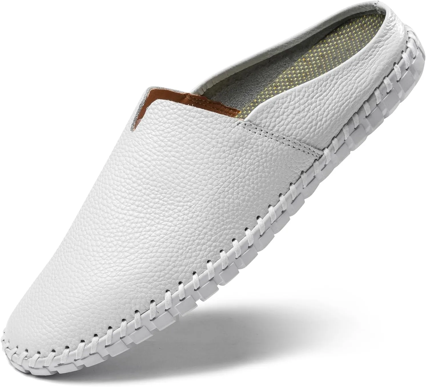 Men’s Slip-On Loafers Mules Clog Handmade Leather Slippers Hand Stitched no-Heel Casual Shoes for Men Breathable Comfortable Soft