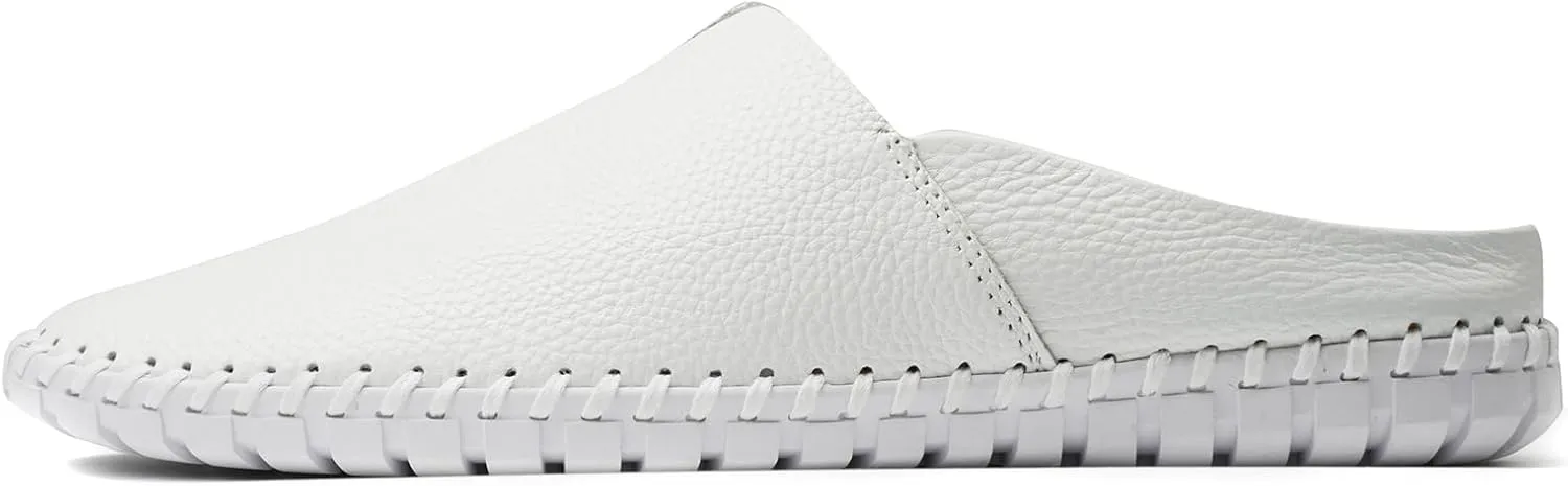 Men’s Slip-On Loafers Mules Clog Handmade Leather Slippers Hand Stitched no-Heel Casual Shoes for Men Breathable Comfortable Soft