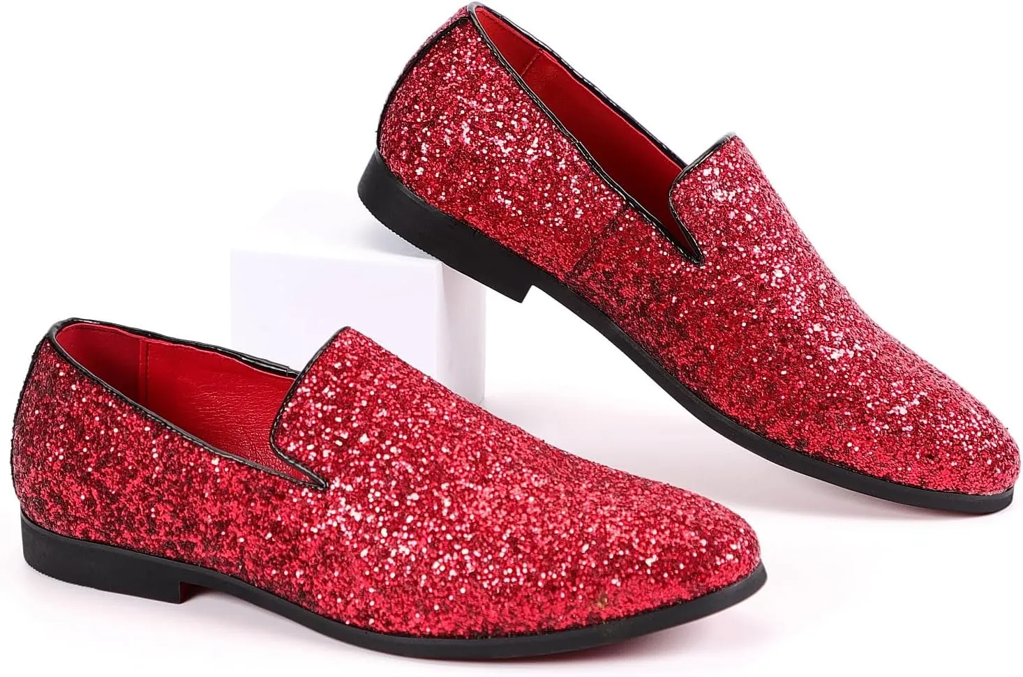 Mens Smoking Sparkling Slipper Metallic Sequins Textured Glitter Tuxedo Slip-on Prom Loafers Luxury Wedding Dress Shoes