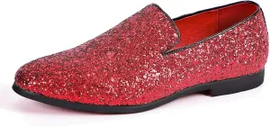 Mens Smoking Sparkling Slipper Metallic Sequins Textured Glitter Tuxedo Slip-on Prom Loafers Luxury Wedding Dress Shoes