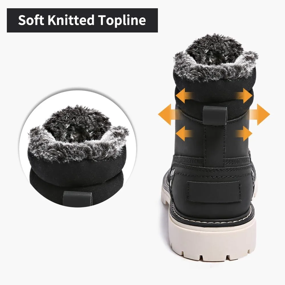 Mens Snow Boots Fur Lined Hiking Boots Waterproof Anti-Slip Outdoor Climbing Shoes