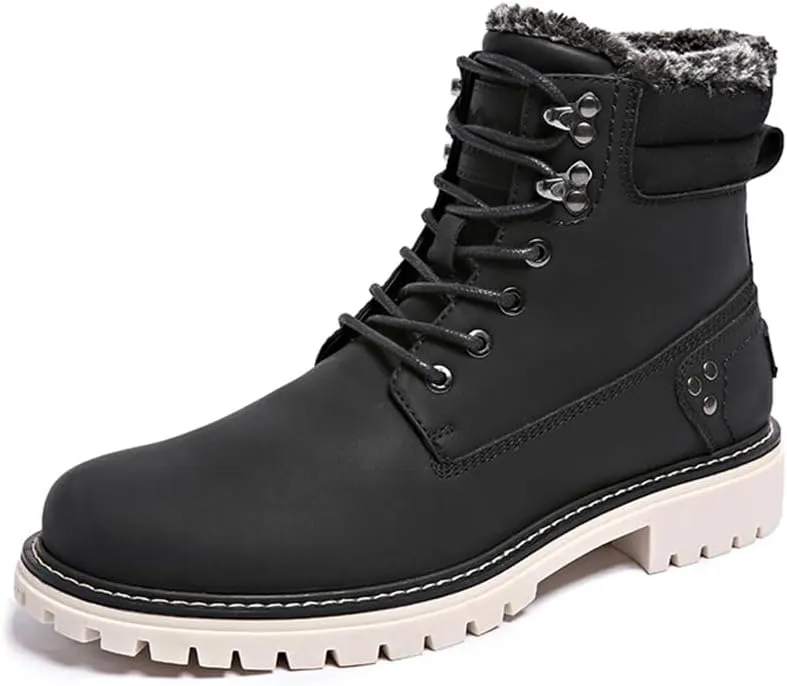 Mens Snow Boots Fur Lined Hiking Boots Waterproof Anti-Slip Outdoor Climbing Shoes