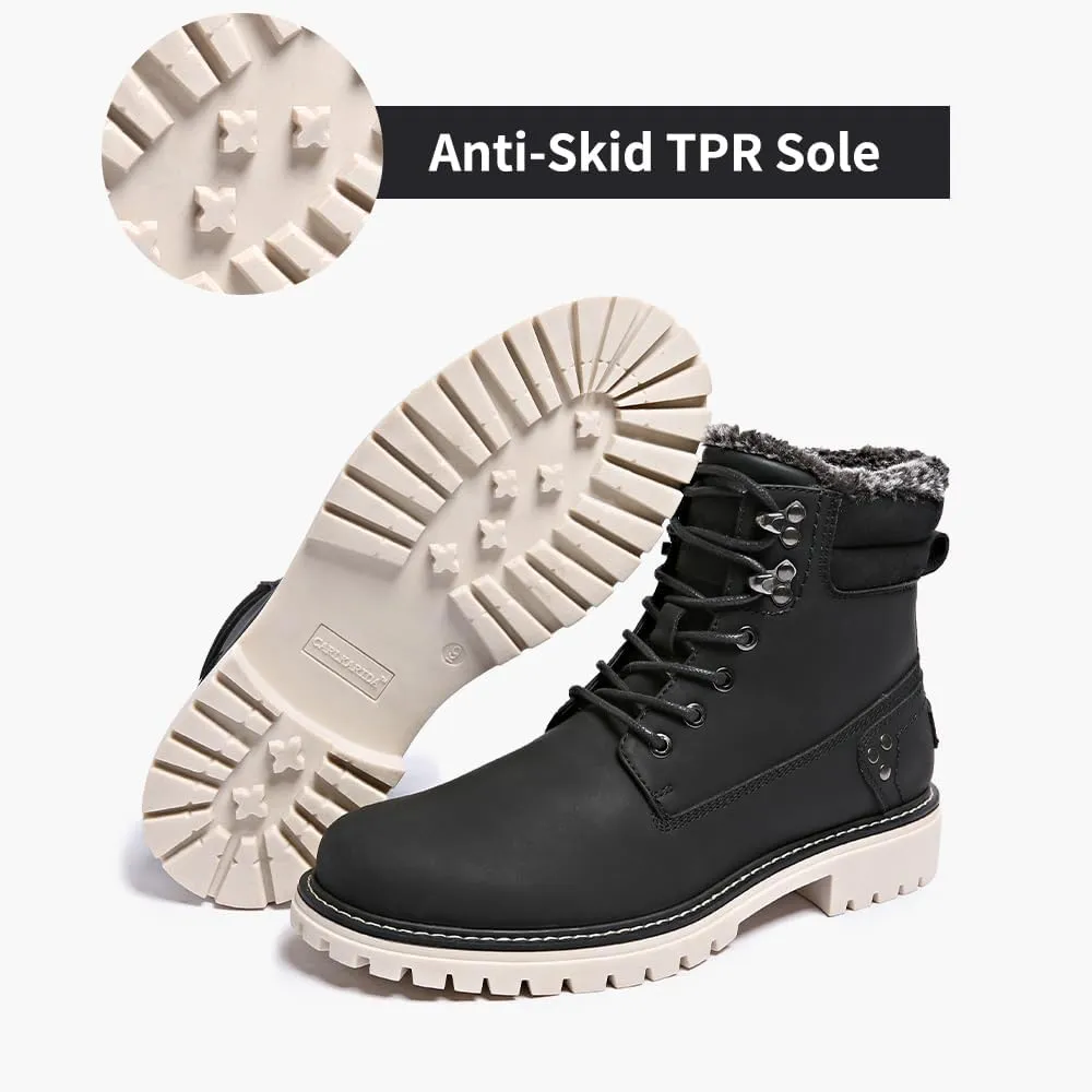 Mens Snow Boots Fur Lined Hiking Boots Waterproof Anti-Slip Outdoor Climbing Shoes