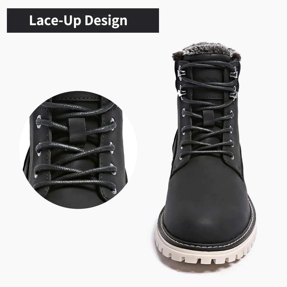 Mens Snow Boots Fur Lined Hiking Boots Waterproof Anti-Slip Outdoor Climbing Shoes