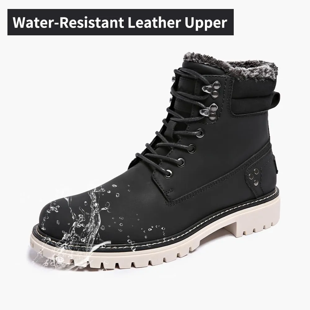 Mens Snow Boots Fur Lined Hiking Boots Waterproof Anti-Slip Outdoor Climbing Shoes