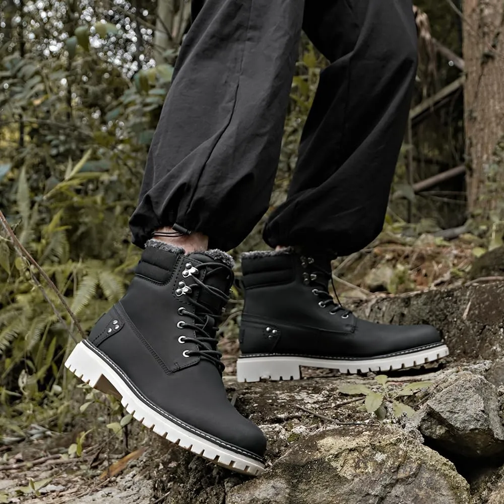 Mens Snow Boots Fur Lined Hiking Boots Waterproof Anti-Slip Outdoor Climbing Shoes