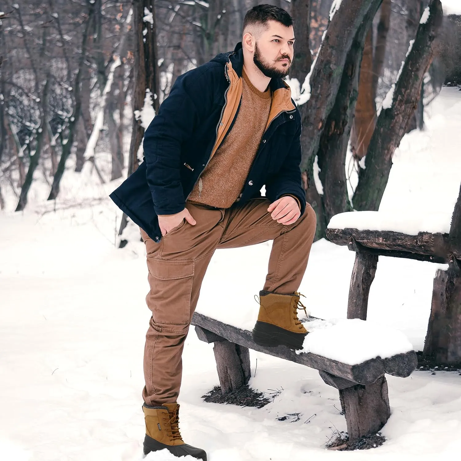 Men's Snow Boots Insulated Waterproof Lightweight Winter Boots Slip Resistant Duck Boots for Men
