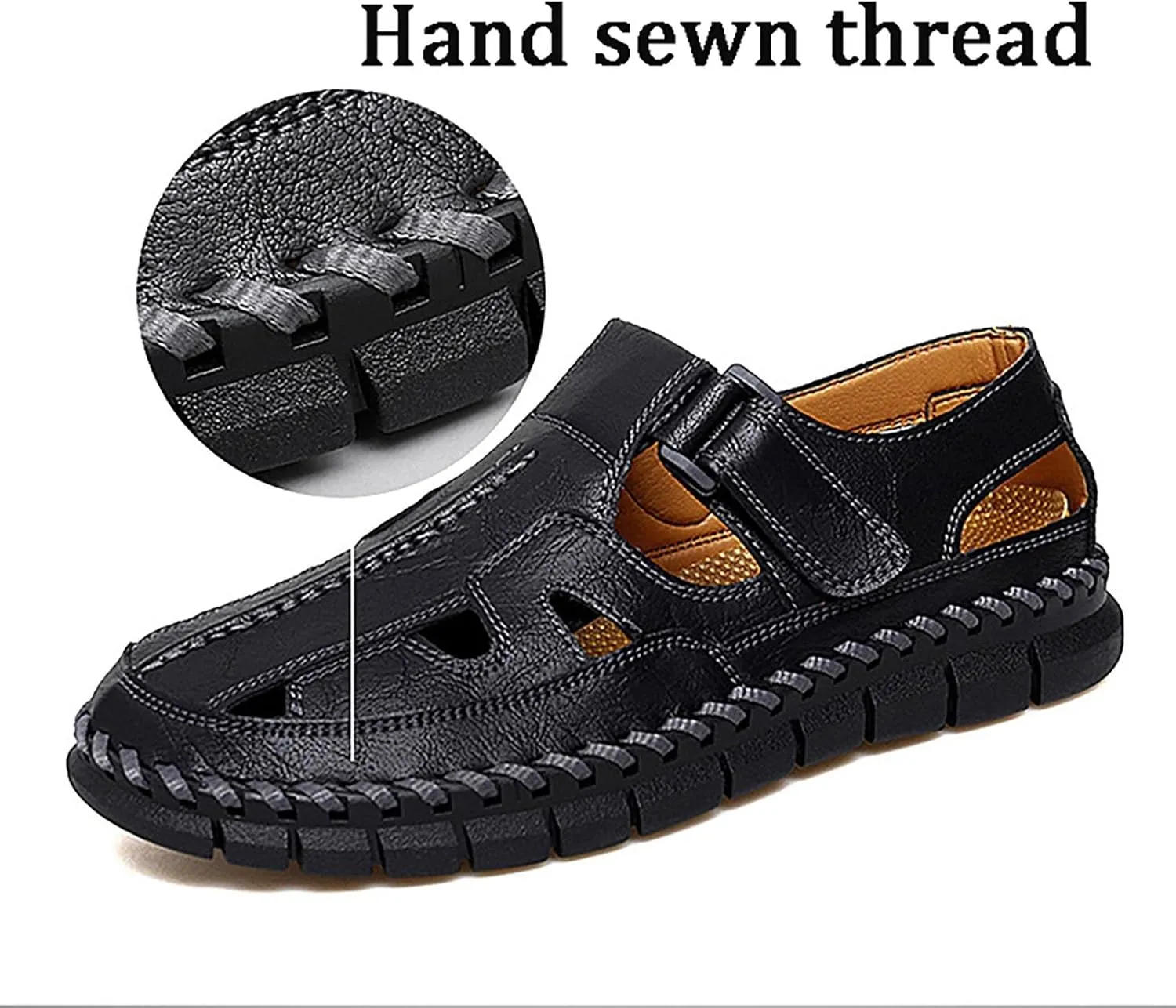 Men's Sport Sandals Summer Leather Fisherman Sandals Slip-on Causal Shoes Outdoor Loafers Closed Toe