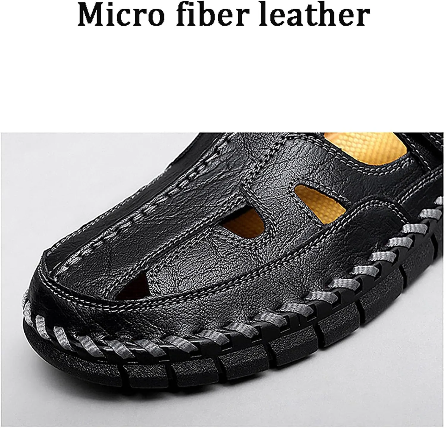 Men's Sport Sandals Summer Leather Fisherman Sandals Slip-on Causal Shoes Outdoor Loafers Closed Toe