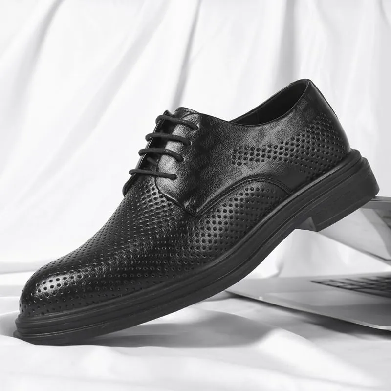 Men's Summer Breathable Dress Shoes Classic Lace-up Business Formal Oxfords Shoes Modern Non-Slip Wedding Derby Shoes for Men