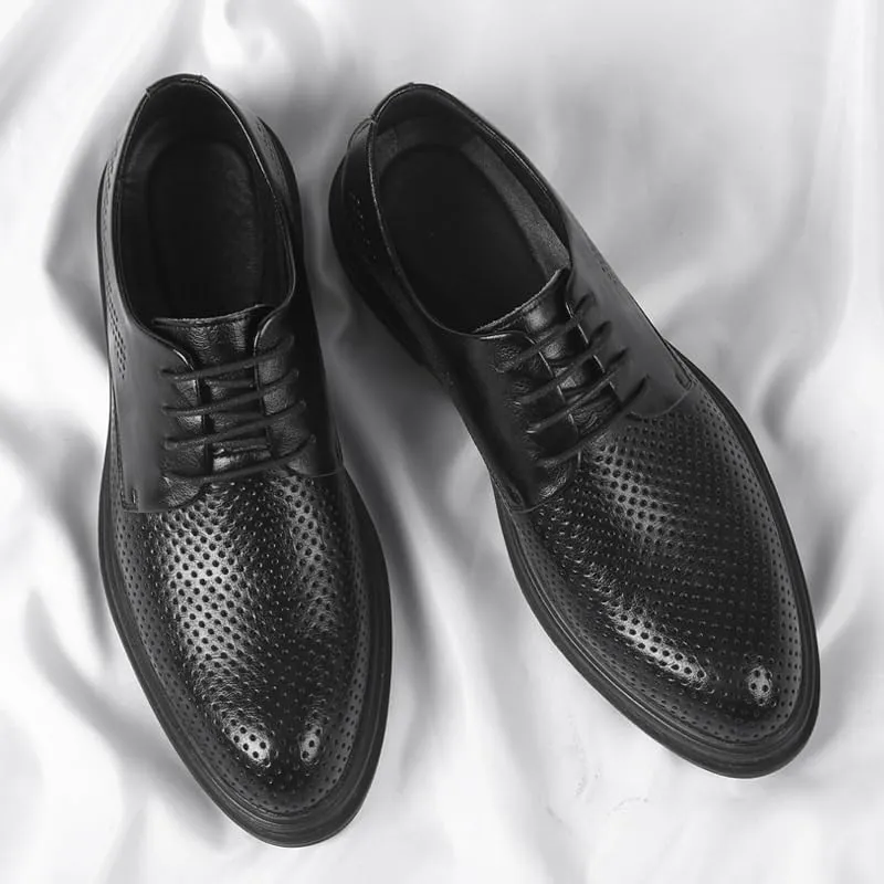 Men's Summer Breathable Dress Shoes Classic Lace-up Business Formal Oxfords Shoes Modern Non-Slip Wedding Derby Shoes for Men
