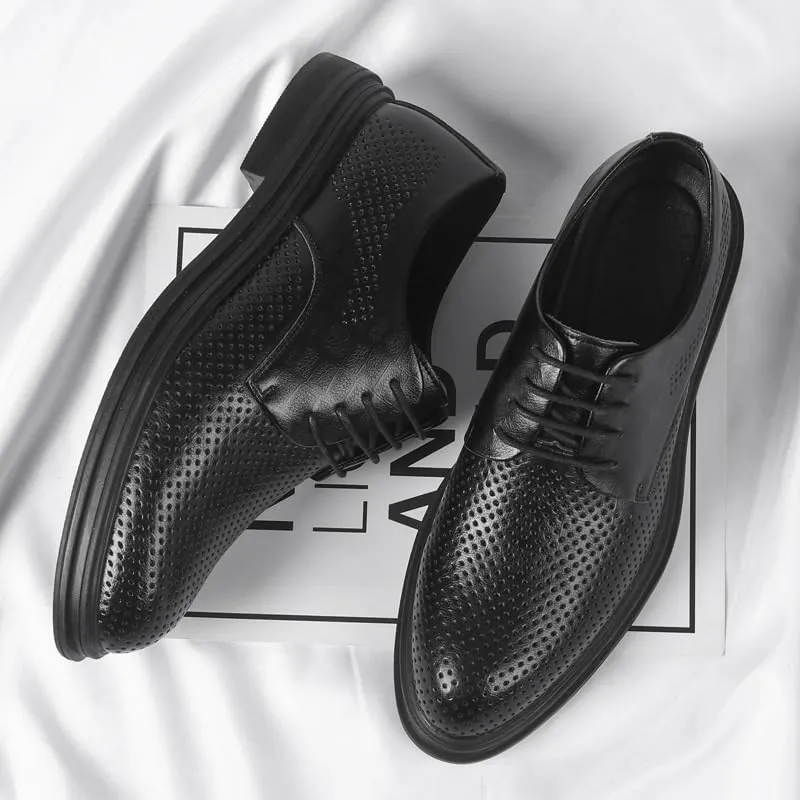 Men's Summer Breathable Dress Shoes Classic Lace-up Business Formal Oxfords Shoes Modern Non-Slip Wedding Derby Shoes for Men