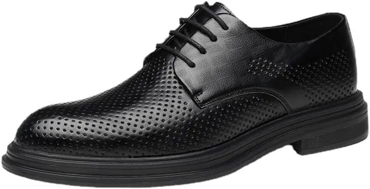 Men's Summer Breathable Dress Shoes Classic Lace-up Business Formal Oxfords Shoes Modern Non-Slip Wedding Derby Shoes for Men