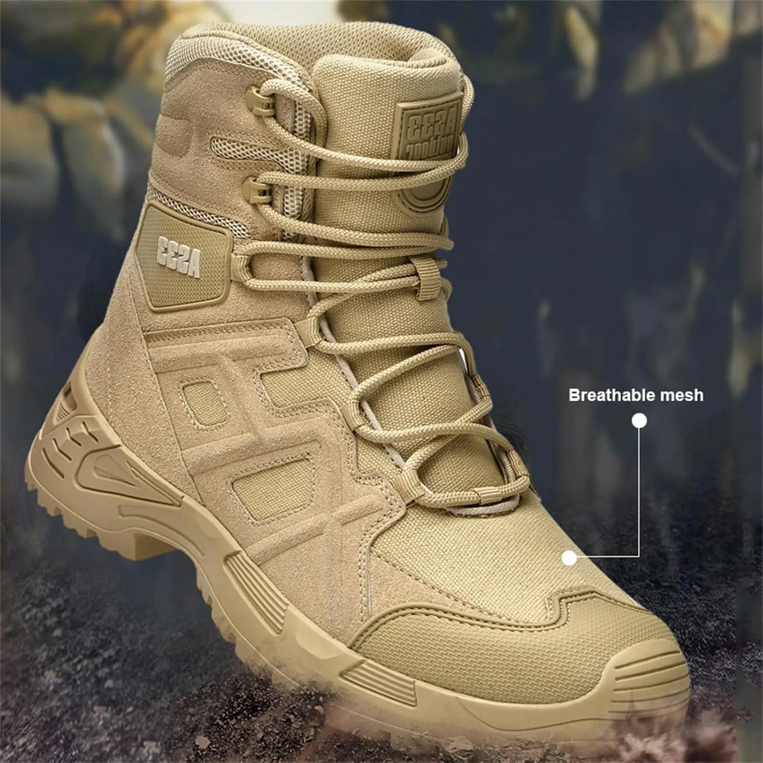 Men's Tactical Boots,Men's Military Tactical Combat Boots, Protective Stylish Work Footwear Slip-Resistant, for Hiking, Combat, Lightweight