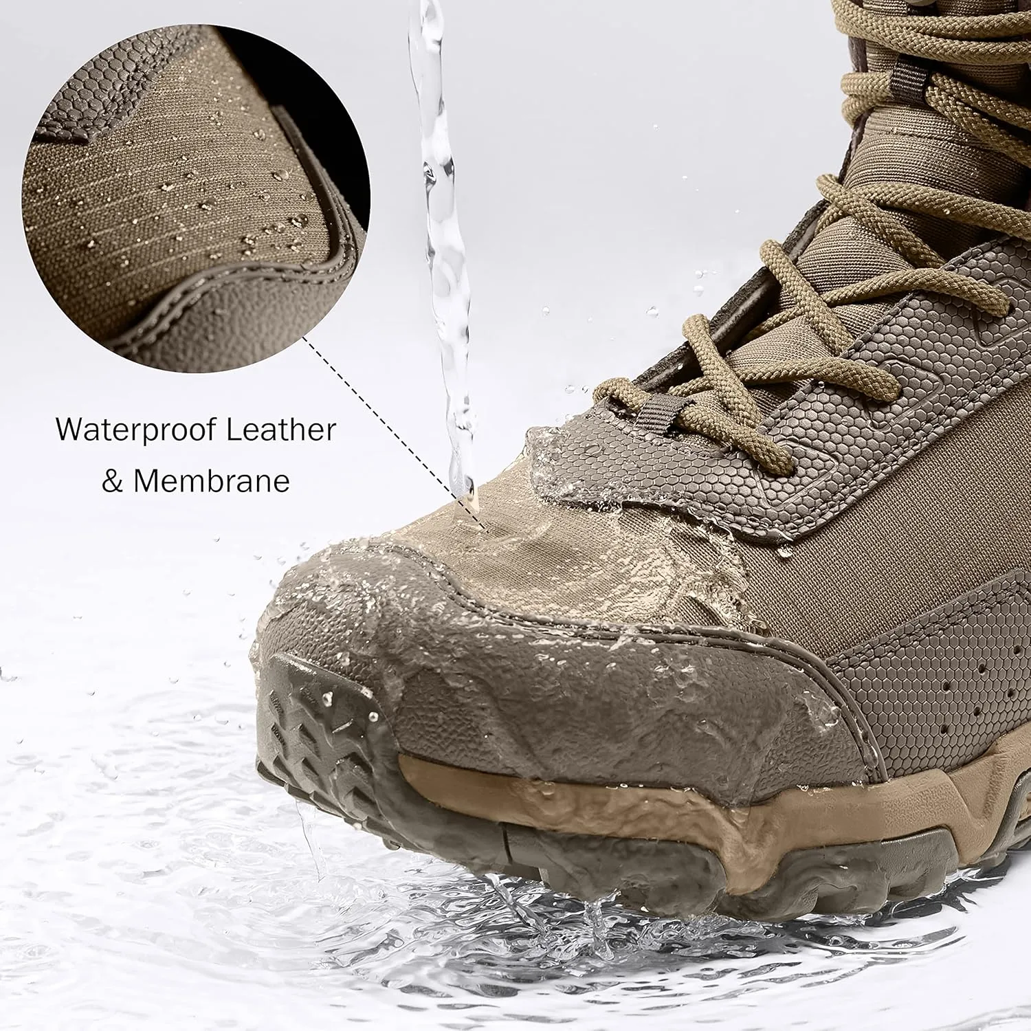 Men's Water-Resistant Work Boots Lightweight Tactical Boots Non-Slip Hiking Boots for Men