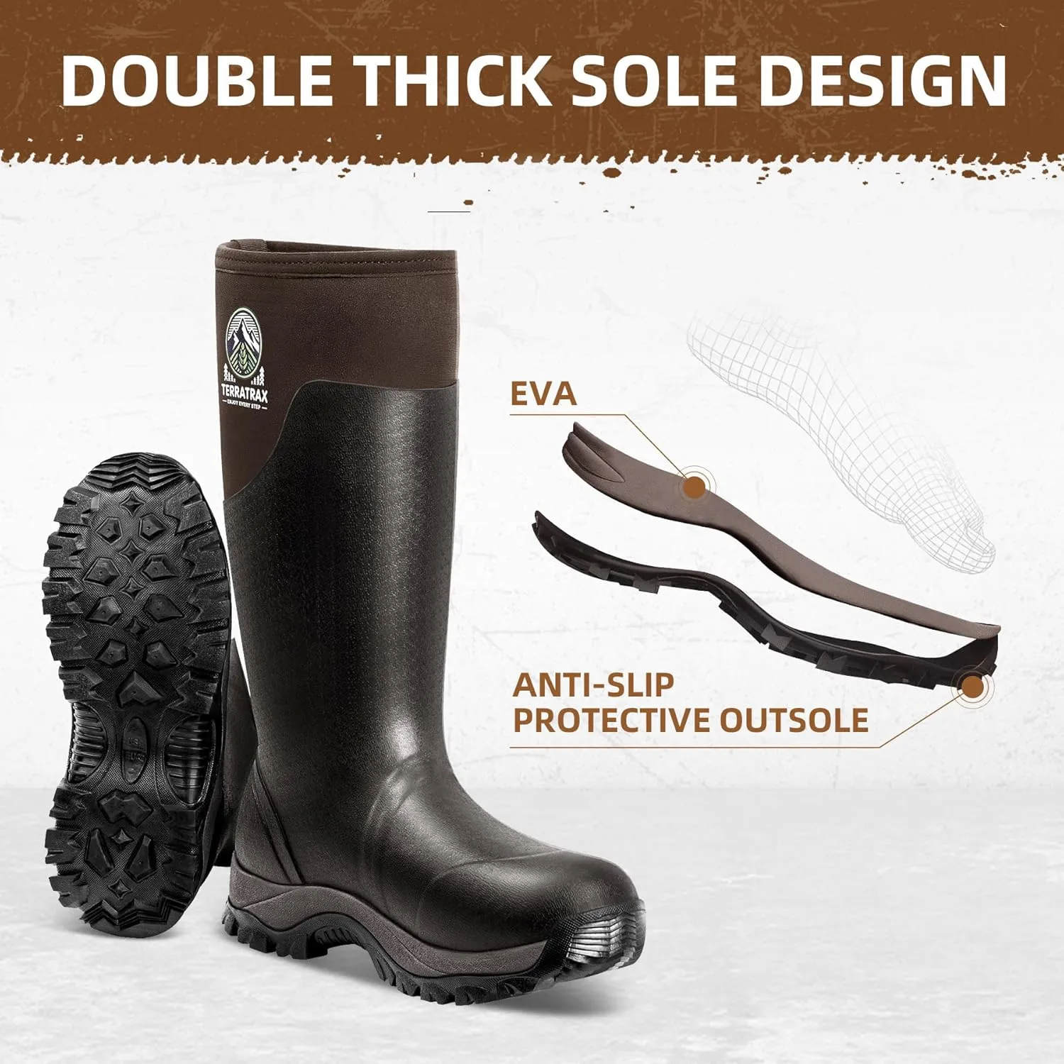 Men's Waterproof Insulated Rubber Hunting Boots – 6mm Neoprene Rain Boots for Outdoor Work, Fishing, Farming & Gardening