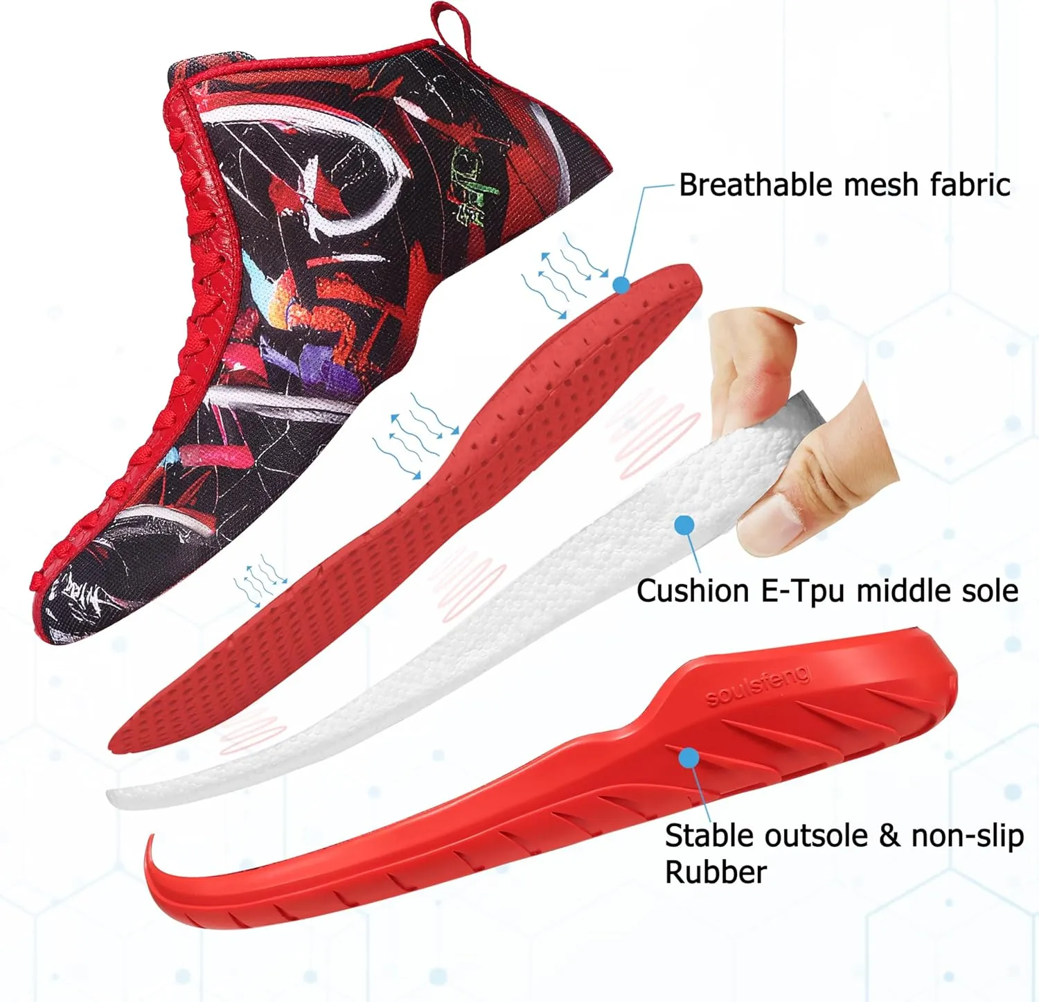 Men's Women's High Top Sneakers Unique Lace Up Lightweight Non Slip Outdoor Basketball Shoes