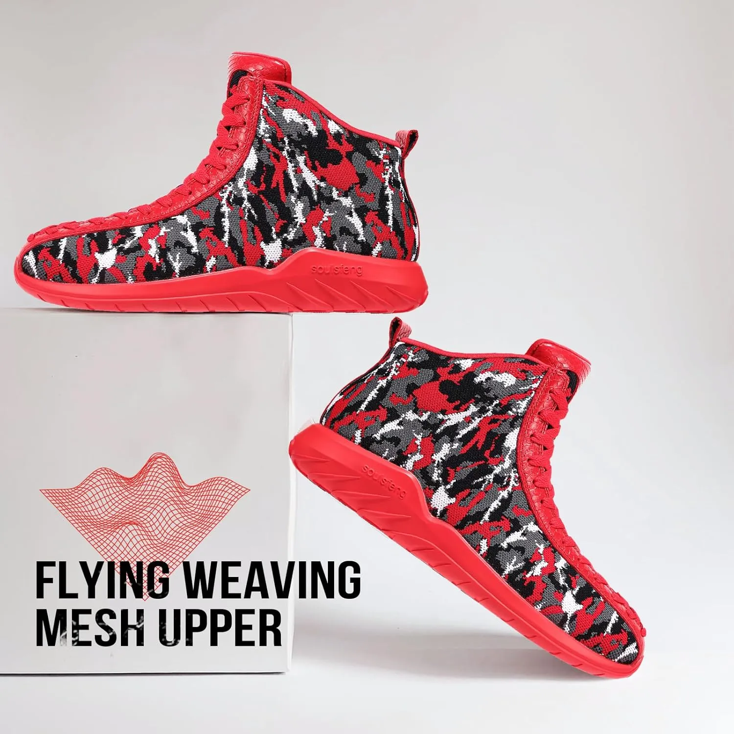 Men's Women's High Top Sneakers Unique Lace Up Lightweight Non Slip Outdoor Basketball Shoes