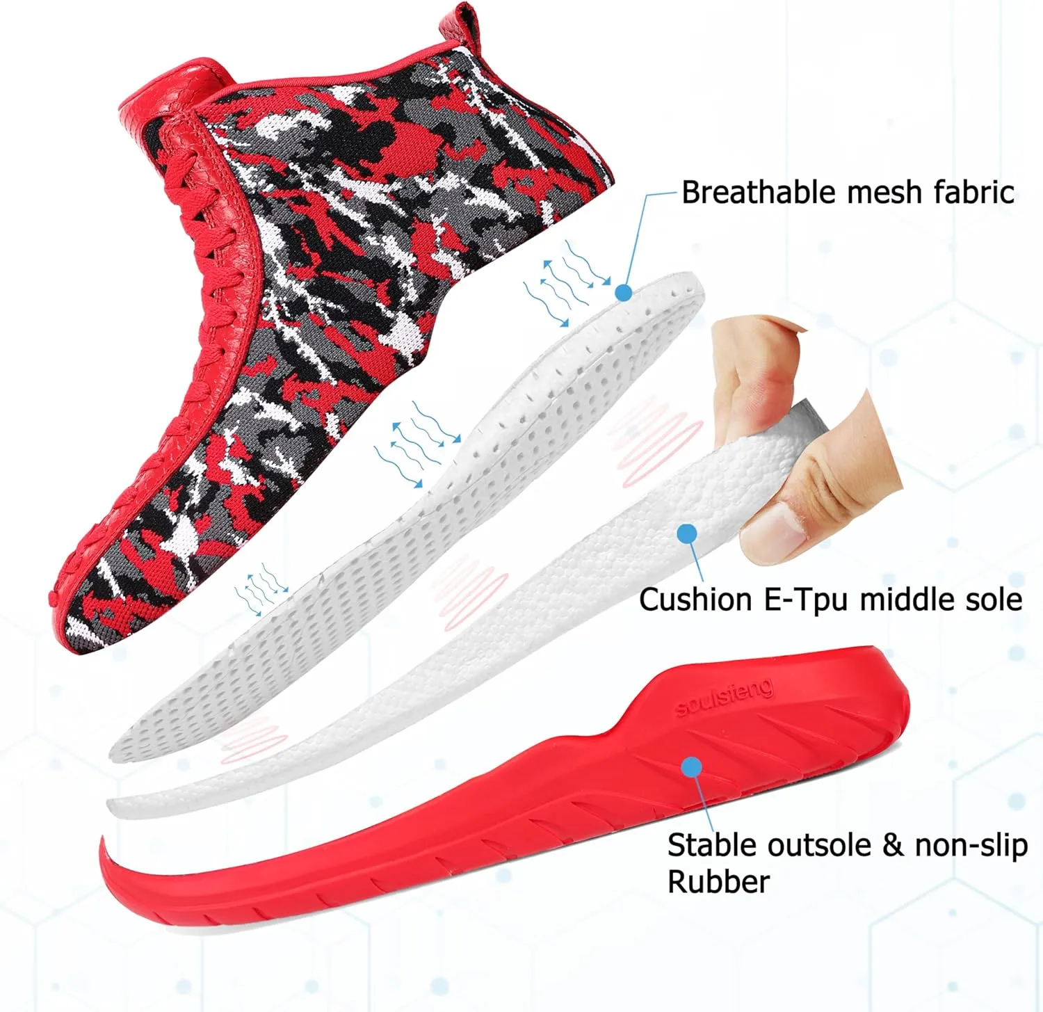 Men's Women's High Top Sneakers Unique Lace Up Lightweight Non Slip Outdoor Basketball Shoes
