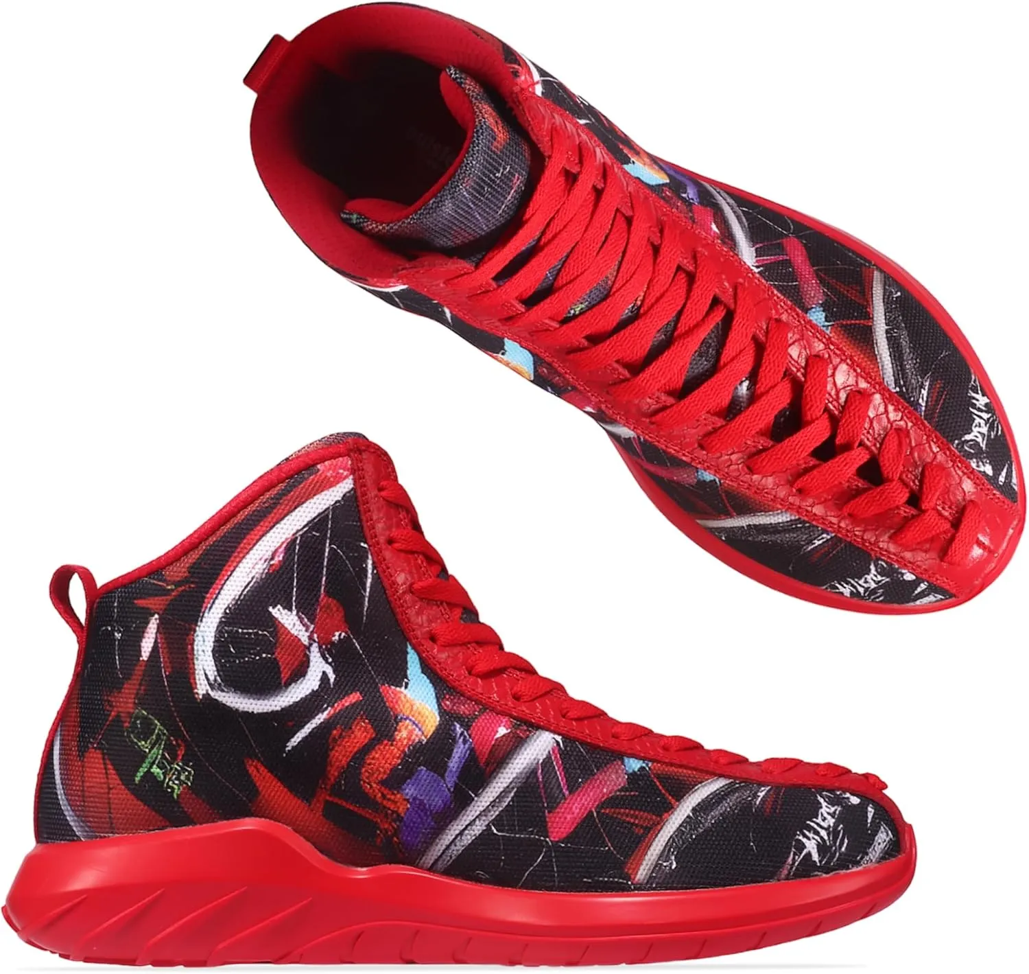 Men's Women's High Top Sneakers Unique Lace Up Lightweight Non Slip Outdoor Basketball Shoes