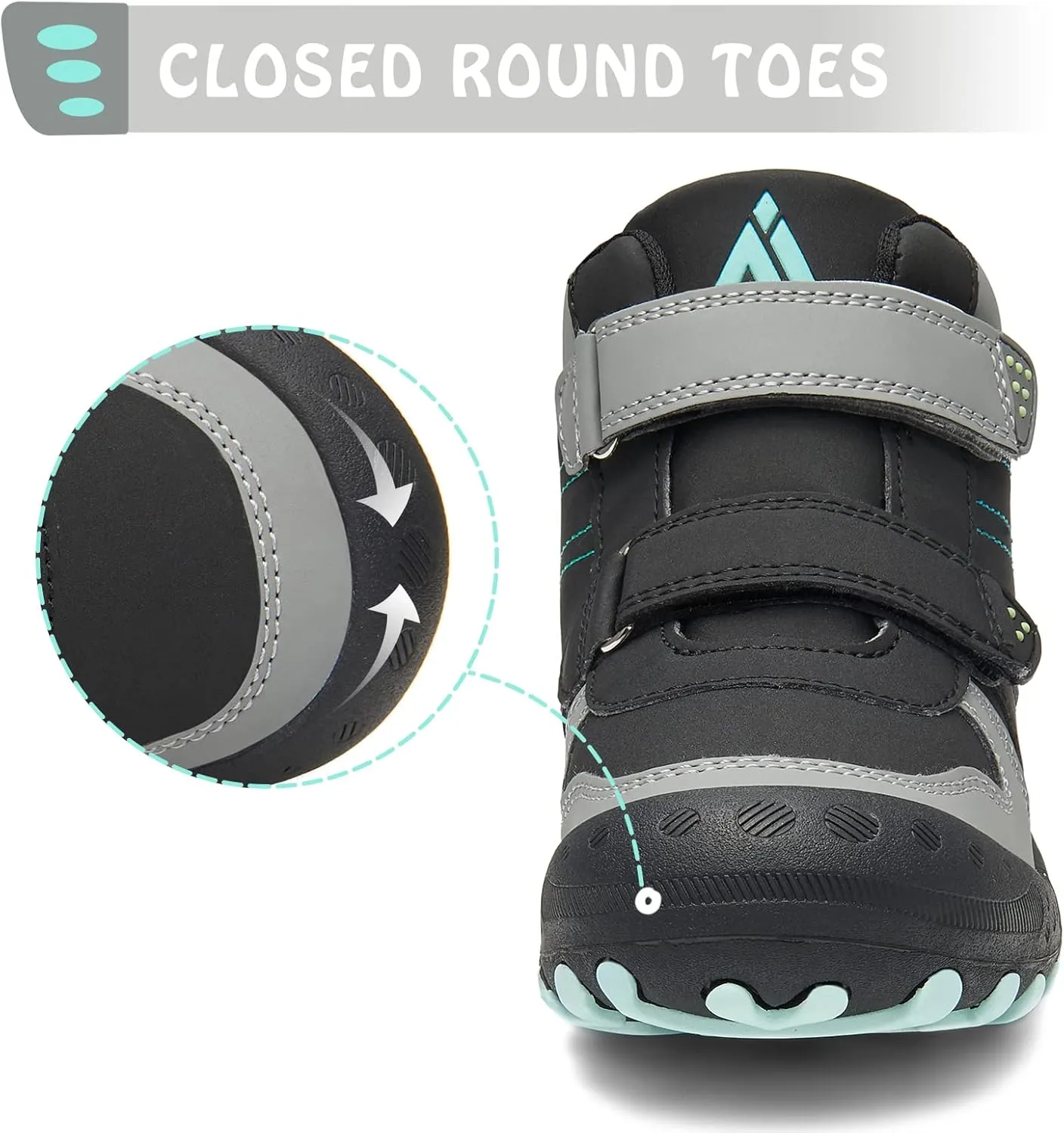 Mishansha Unisex-Child Outdoor Ankle Hiking Boots Boys Girls Trekking Walking Shoes with Hook and Loop