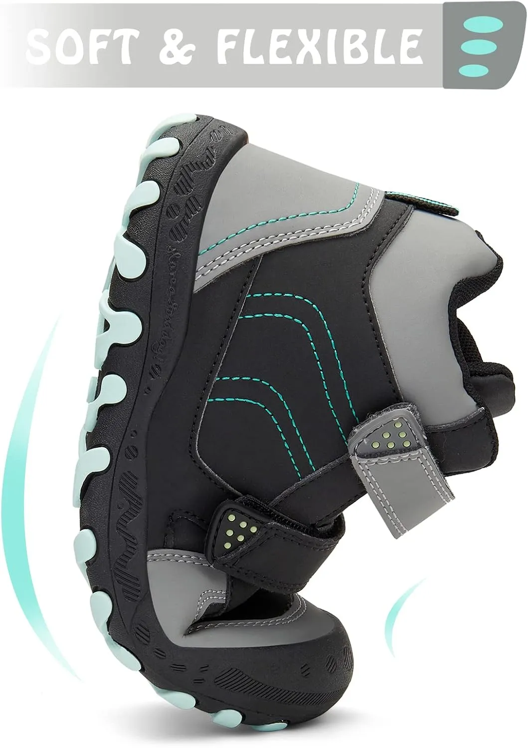 Mishansha Unisex-Child Outdoor Ankle Hiking Boots Boys Girls Trekking Walking Shoes with Hook and Loop