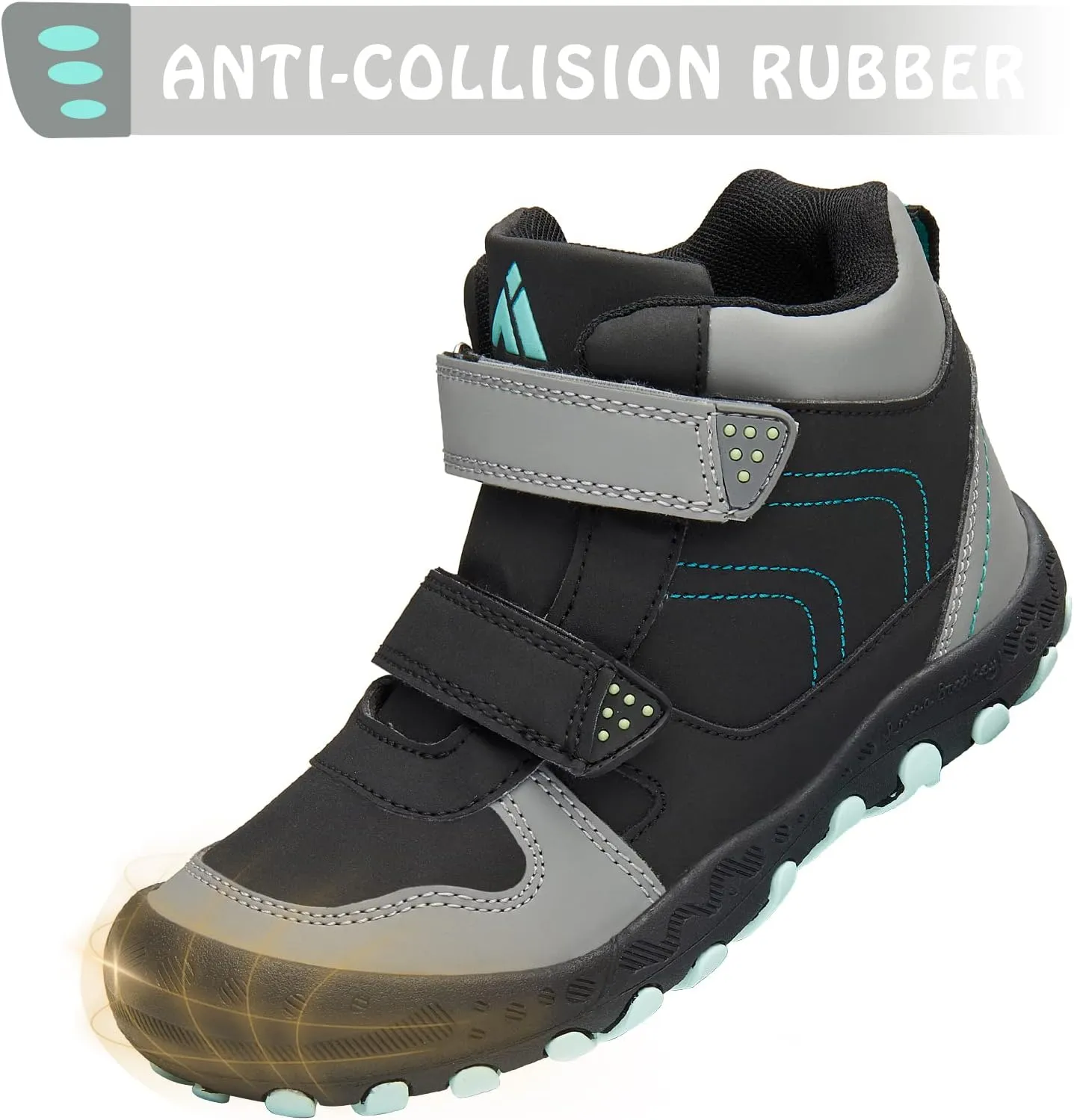 Mishansha Unisex-Child Outdoor Ankle Hiking Boots Boys Girls Trekking Walking Shoes with Hook and Loop